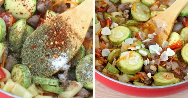 Куриные сердечки с кабачками Куриные сердечки с кабачками