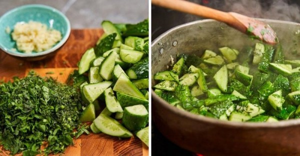 Маринованные огурцы с чесноком и зеленью от Клопотенко Маринованные огурцы с чесноком и зеленью от Клопотенко
