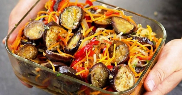 Маринованные баклажаны с болгарским перцем
