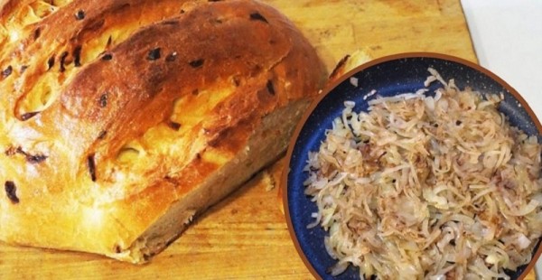 Домашний луковый хлеб на дрожжах