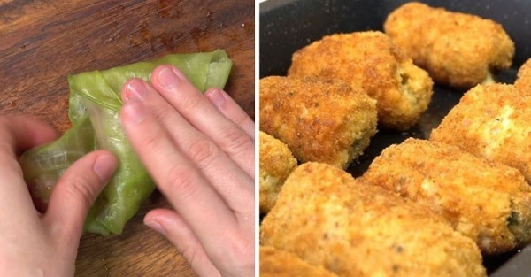 Голубцы с овощами в панировке
